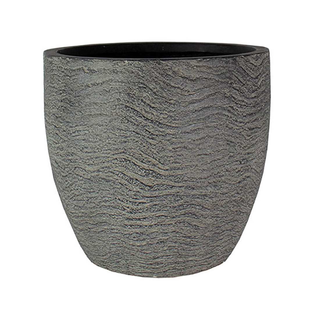 HC Companies Aspen 12 Inches Indoor Outdoor Round Planter, Charcoal (2 Pack) - VMInnovations