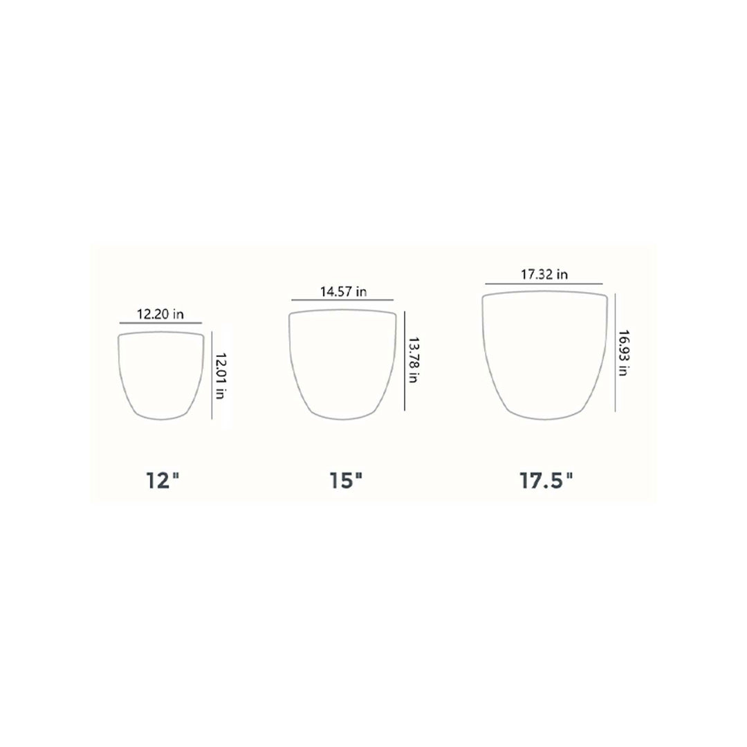HC Companies Aspen 12 Inches Indoor Outdoor Round Planter, Charcoal (2 Pack) - VMInnovations