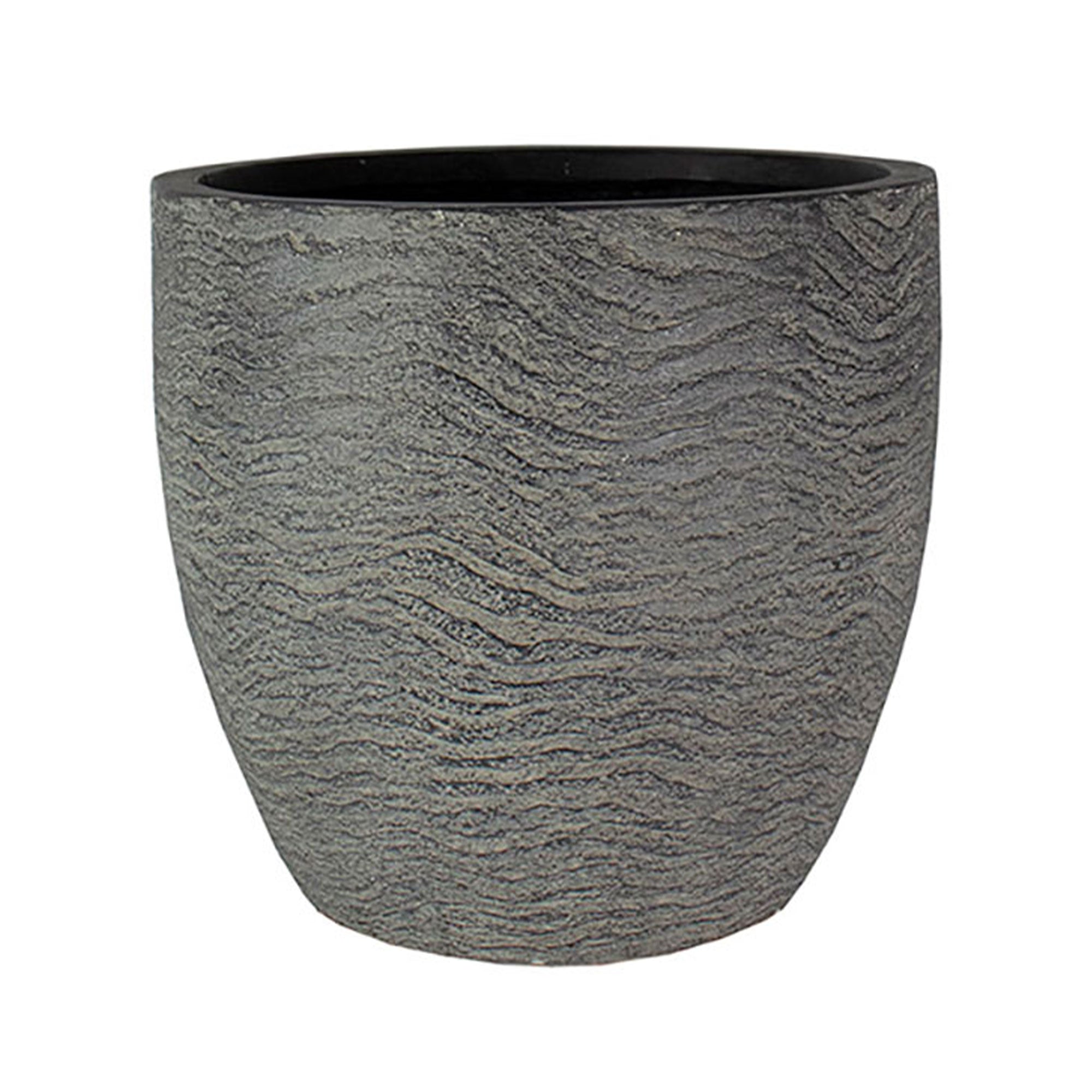 HC Companies Aspen 12 Inches Indoor Outdoor Round Planter, Charcoal (3 Pack)