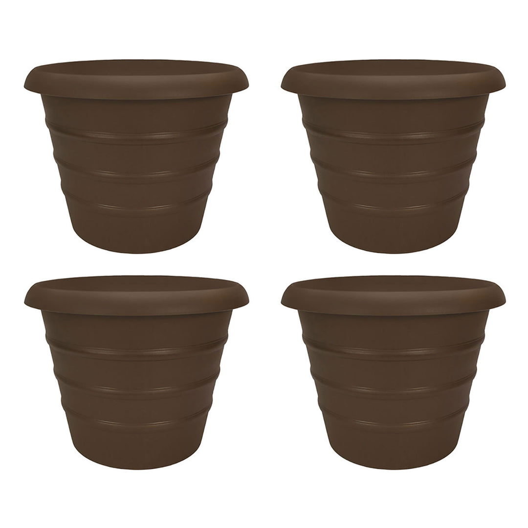 HC Companies Aspen 20" Indoor Outdoor Round Planter, Chocolate Brown (4 Pack) - VMInnovations