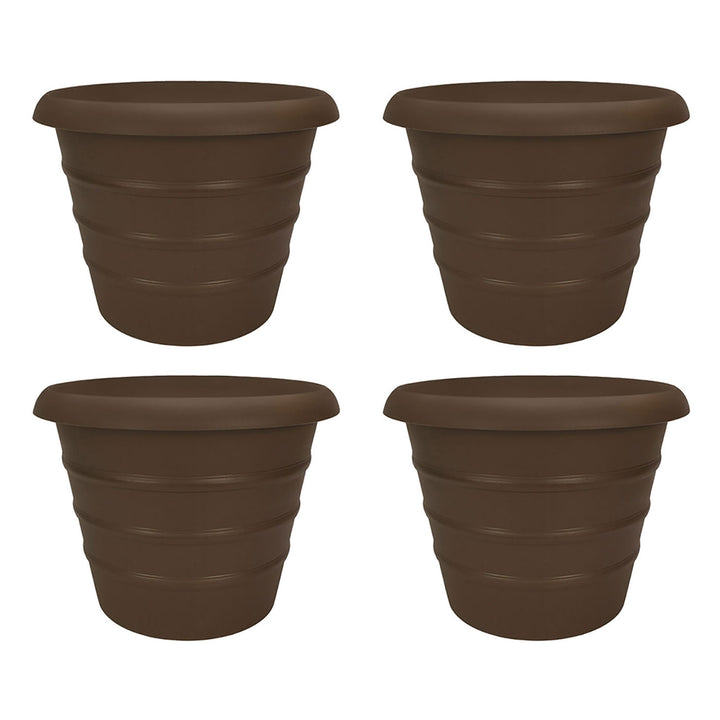 HC Companies Aspen 20" Indoor Outdoor Round Planter, Chocolate Brown (4 Pack) - VMInnovations