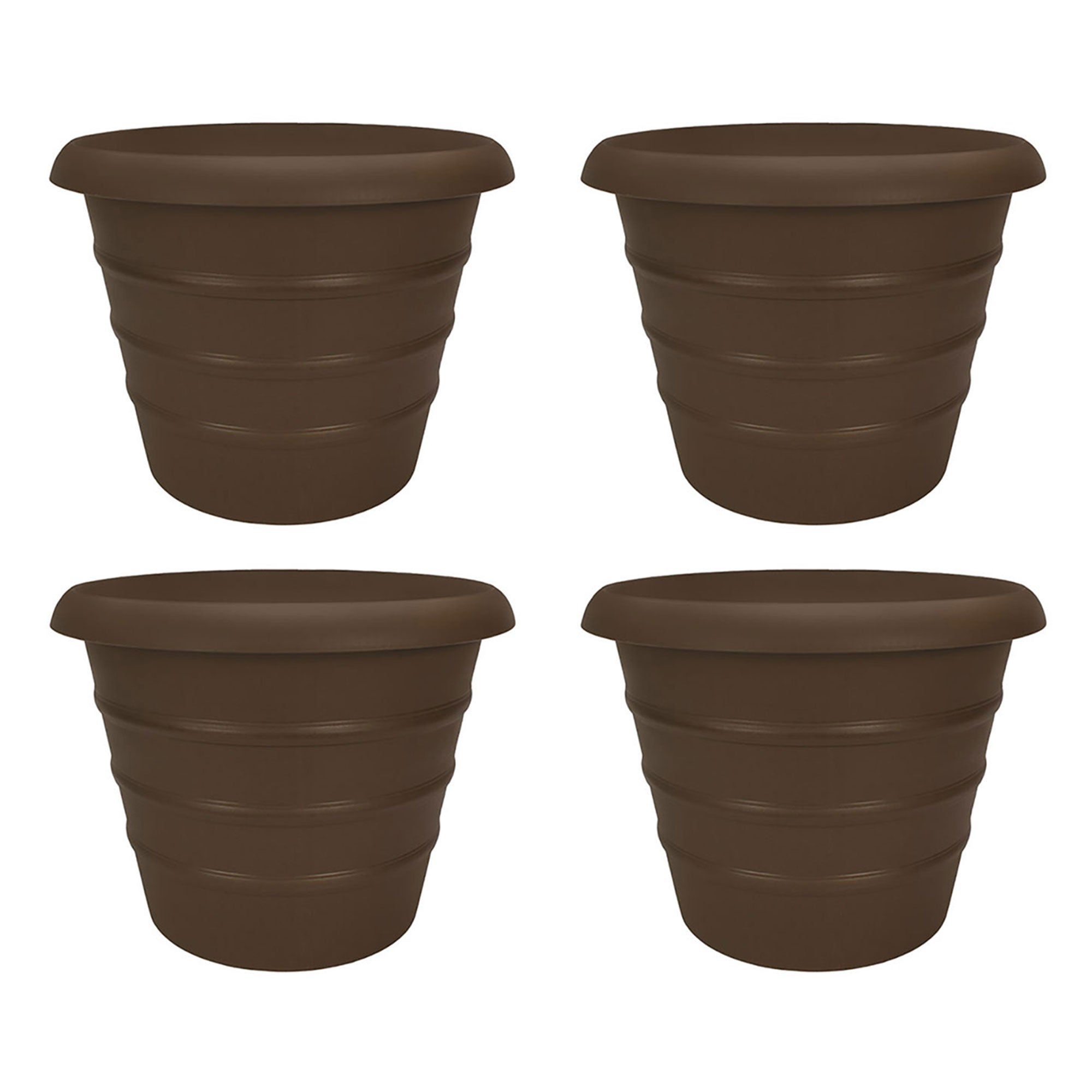 HC Companies Aspen 20" Indoor Outdoor Round Planter, Chocolate Brown (4 Pack) - VMInnovations