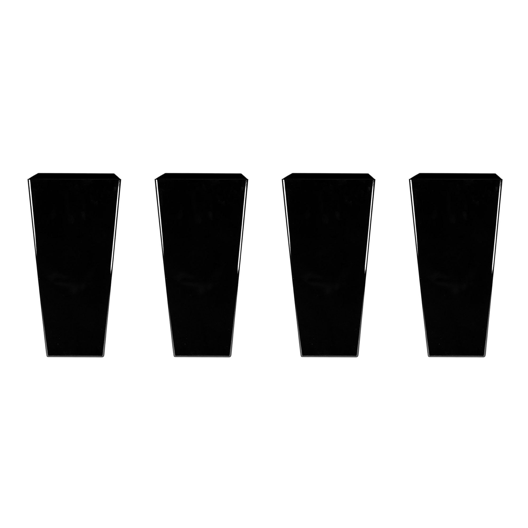 HC Companies Cascade 15" Square Self Watering Flower Pot, Black Onyx (4 Pack) - VMInnovations