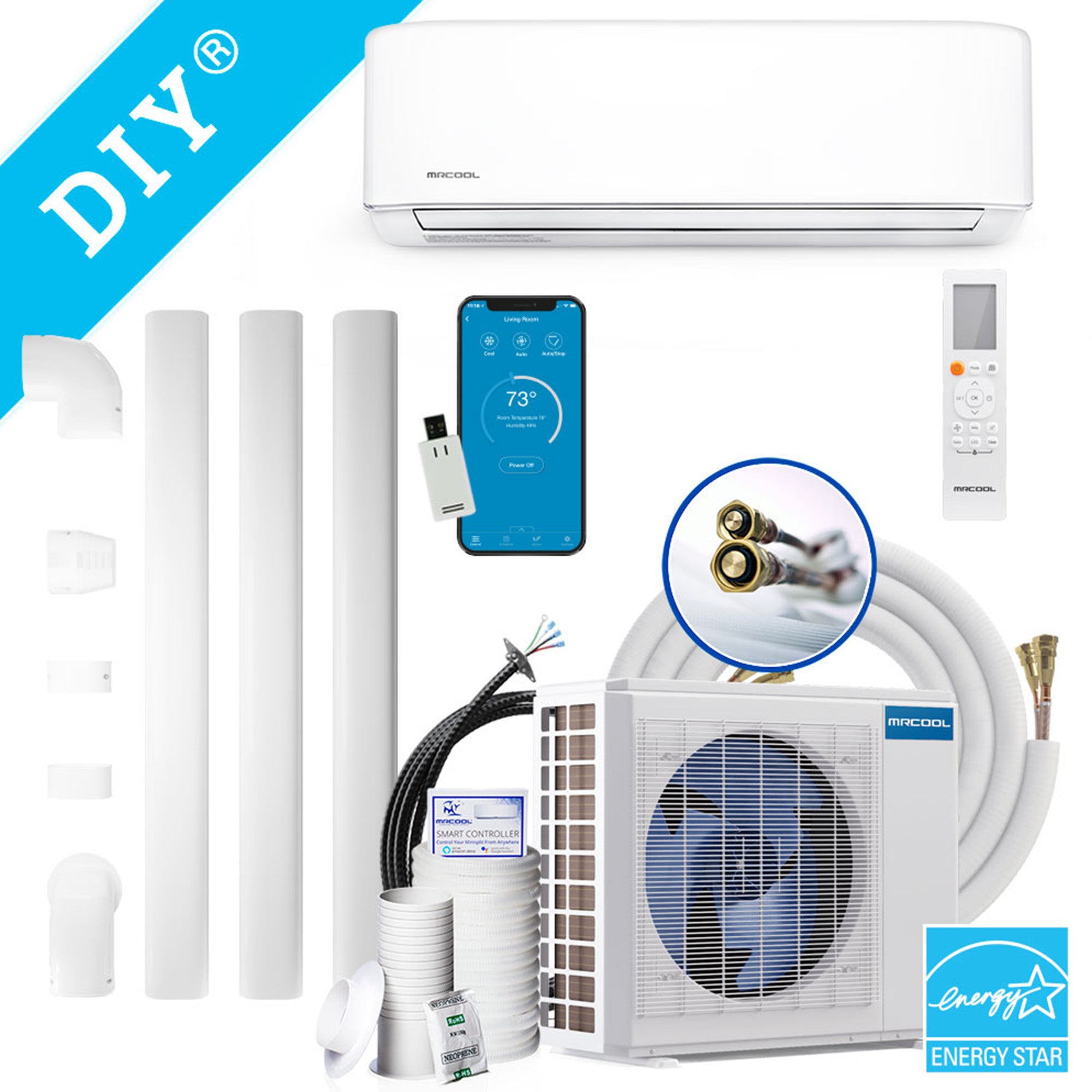 MRCOOL 36,000 BTU WiFi Smart DIY Star Ductless Mini Split Air Conditioner, White - VMInnovations