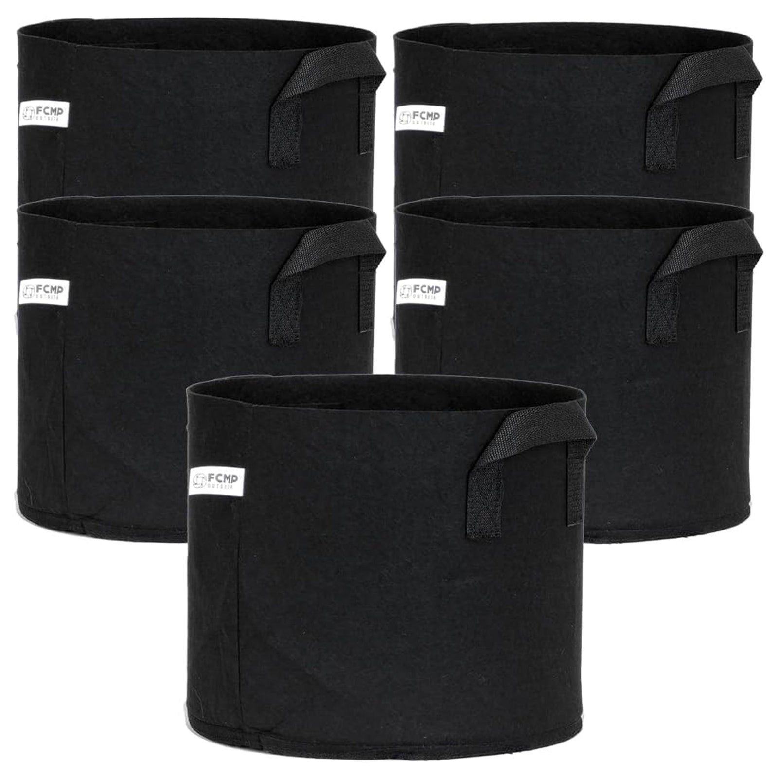 FCMP Outdoor 5 Gallon Modern Non Woven Breathable Grow Bags, Black (5 Pack) - VMInnovations