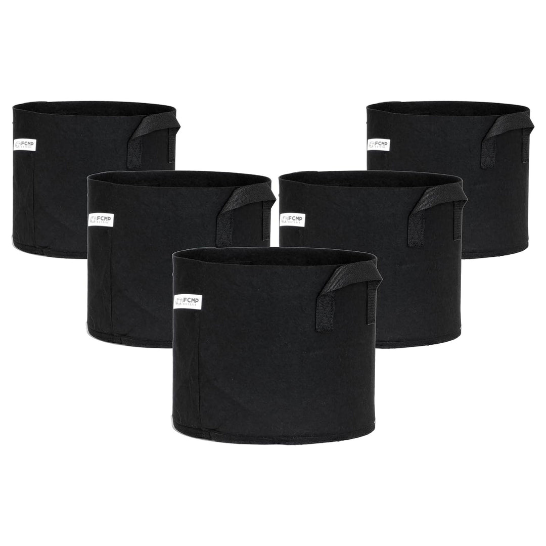 FCMP Outdoor 5 Gallon Modern Non Woven Breathable Grow Bags, Black (5 Pack) - VMInnovations