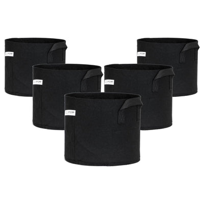 FCMP Outdoor 5 Gallon Modern Non Woven Breathable Grow Bags, Black (5 Pack)