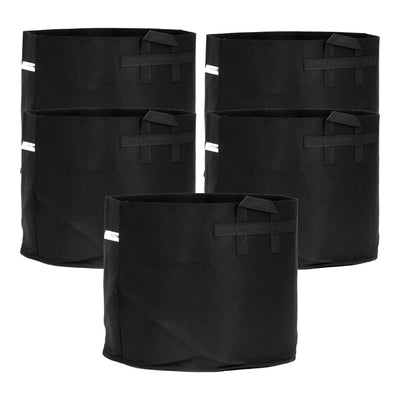 FCMP Outdoor 10 Gallon Modern Non Woven Breathable Grow Bags, Black (5 Pack)