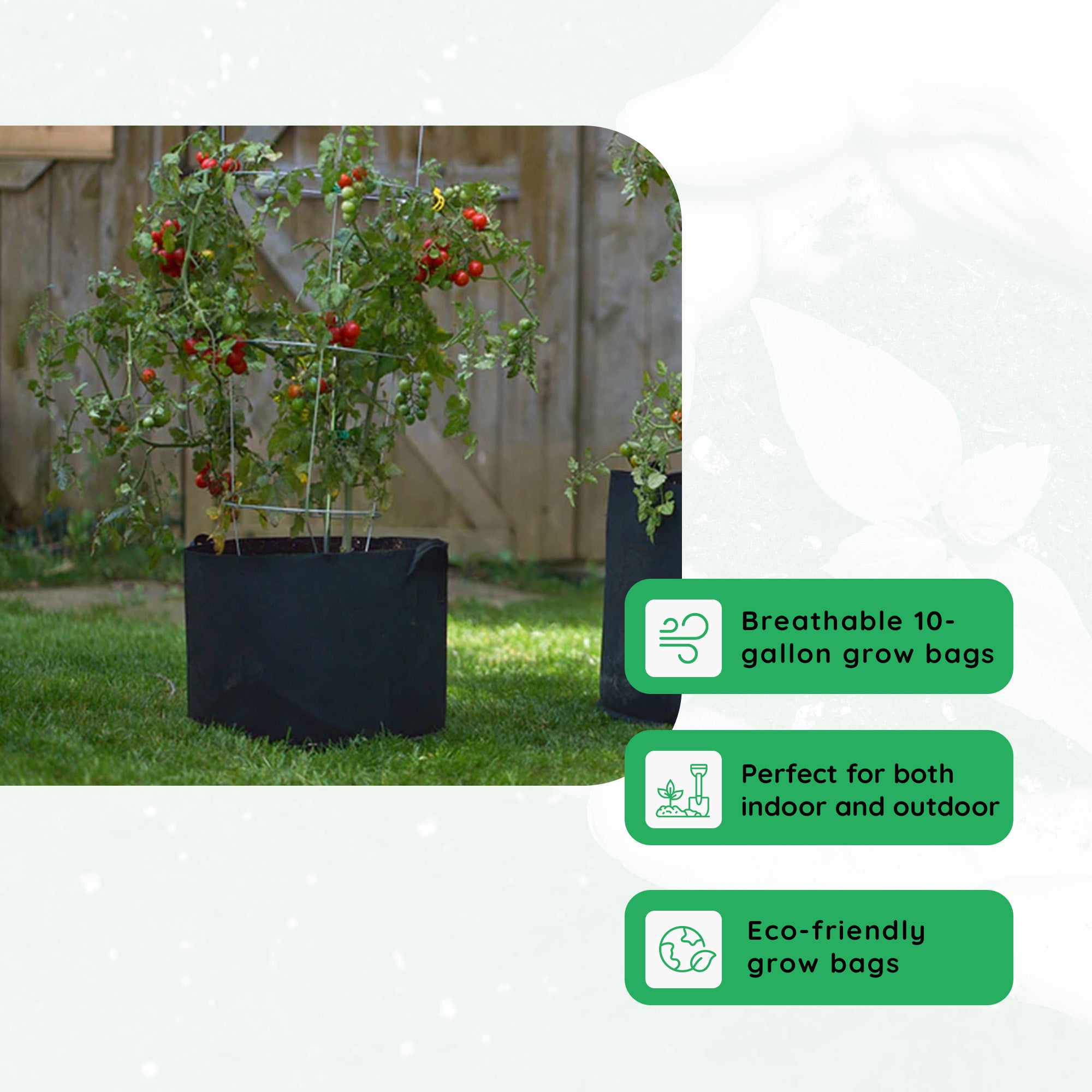 FCMP Outdoor 10 Gallon Modern Non Woven Breathable Grow Bags, Black (5 Pack) - VMInnovations