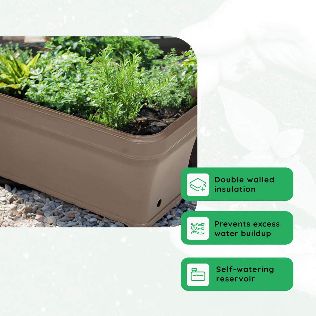 FCMP 32 Inch Outdoor Long and Deep Self Watering Vegetable Planter, Cappuccino - VMInnovations
