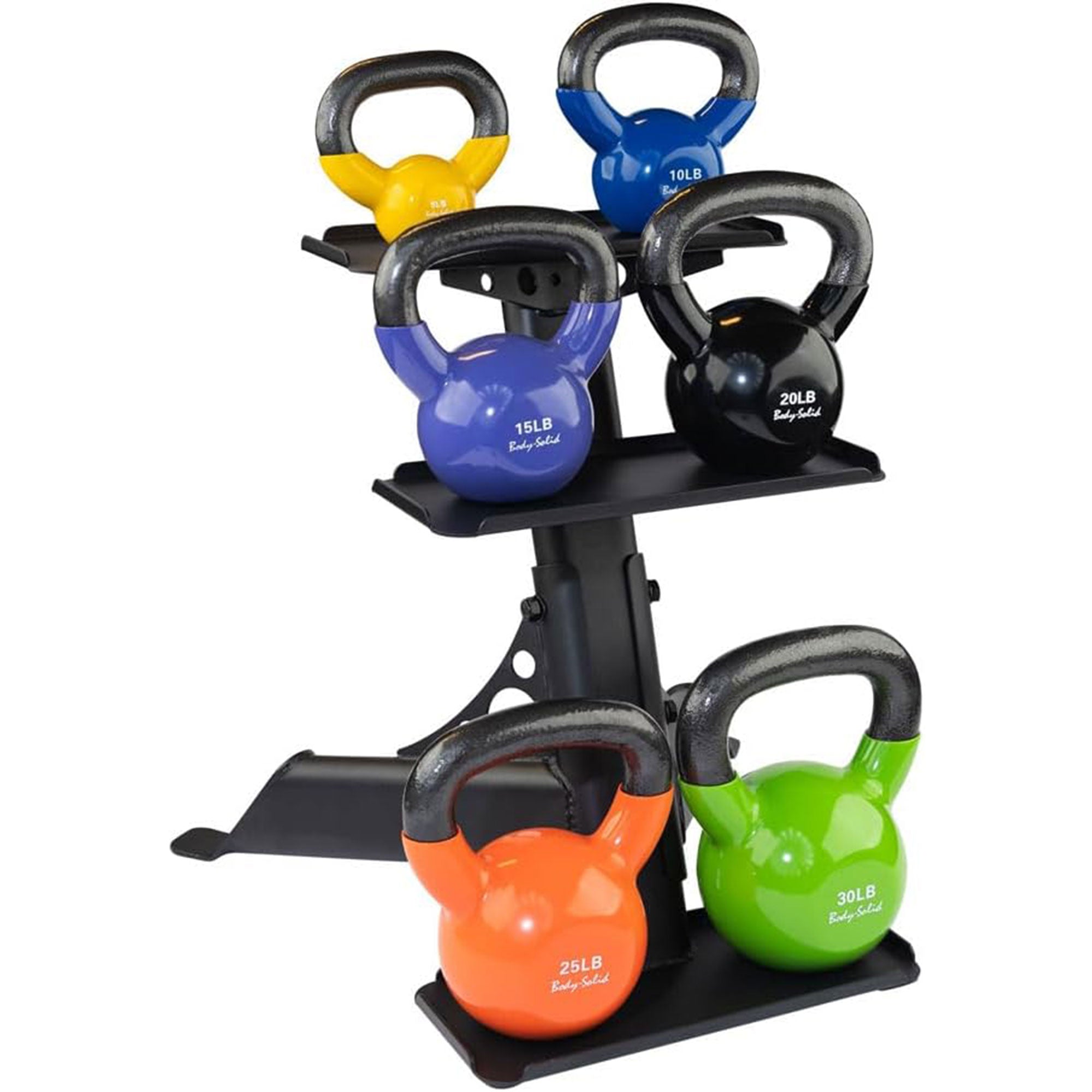 Body Solid Modern Compact 3 Tier Kettlebell Rack with Alloy Steel Frame, Black - VMInnovations