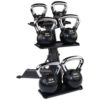 Body Solid Modern Compact 3 Tier Kettlebell Rack with Alloy Steel Frame, Black