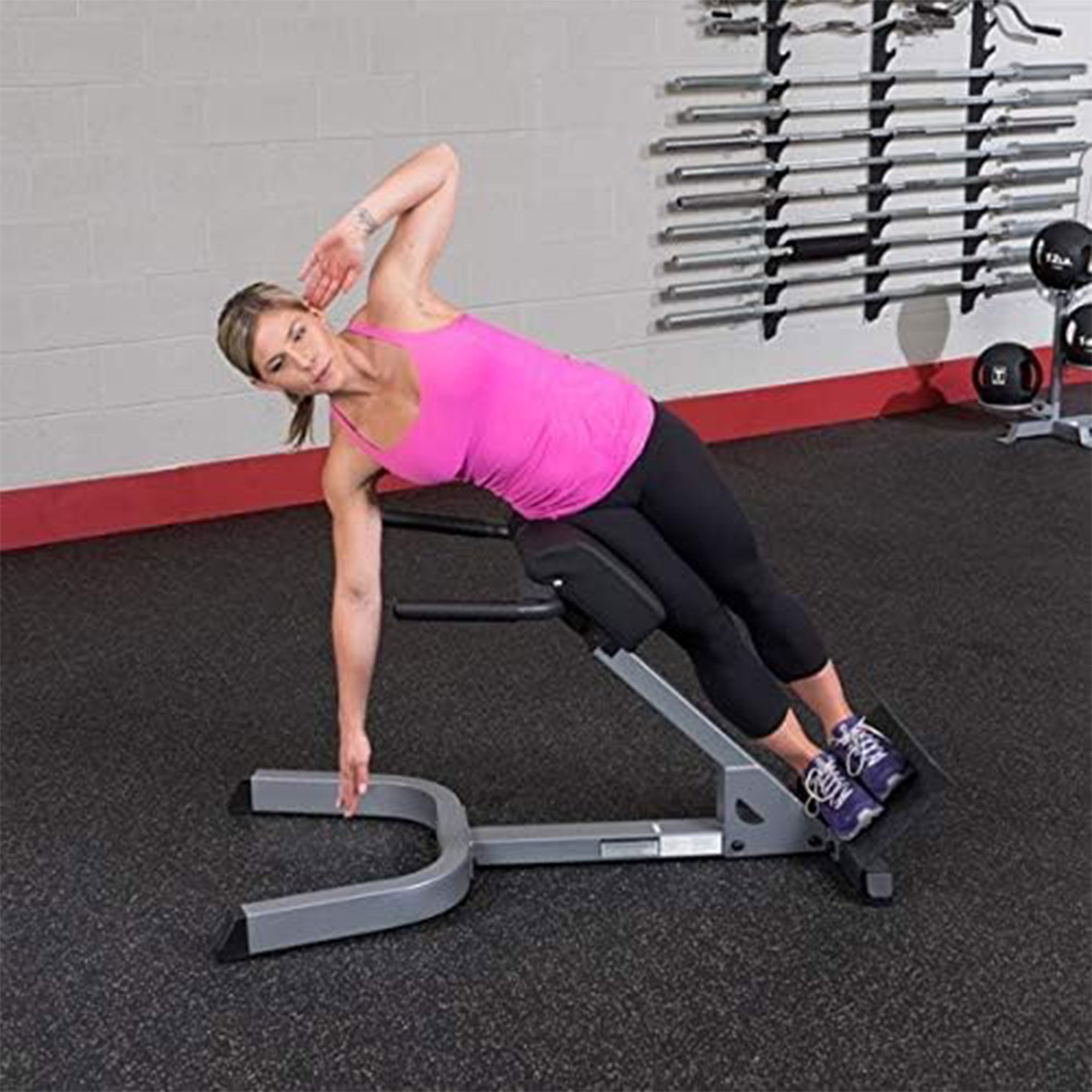 Body Solid 45 Degree Back Hyper Extension and Heavy Gauge Steel with Pads, Gray - VMInnovations