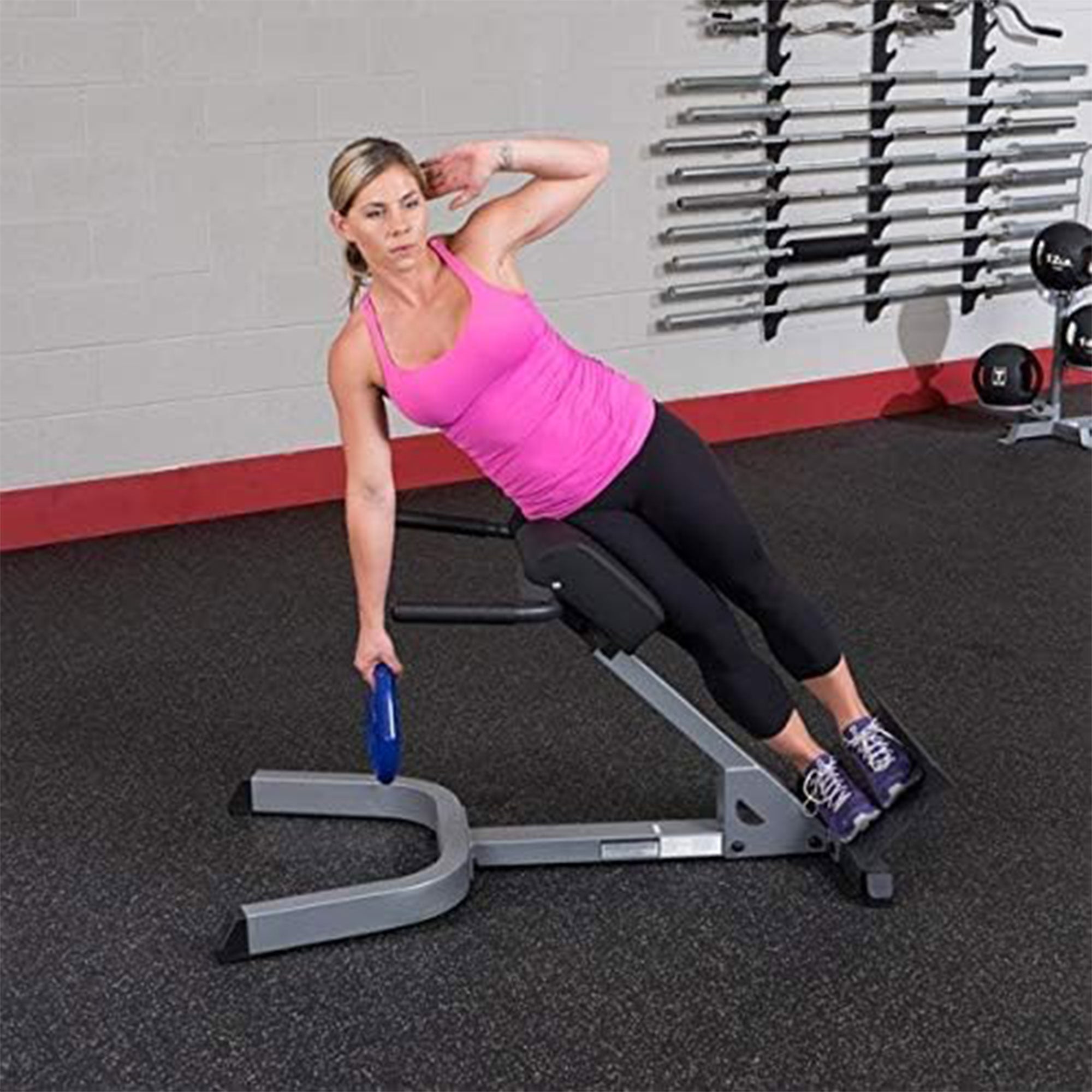 Body Solid 45 Degree Back Hyper Extension and Heavy Gauge Steel with Pads, Gray - VMInnovations