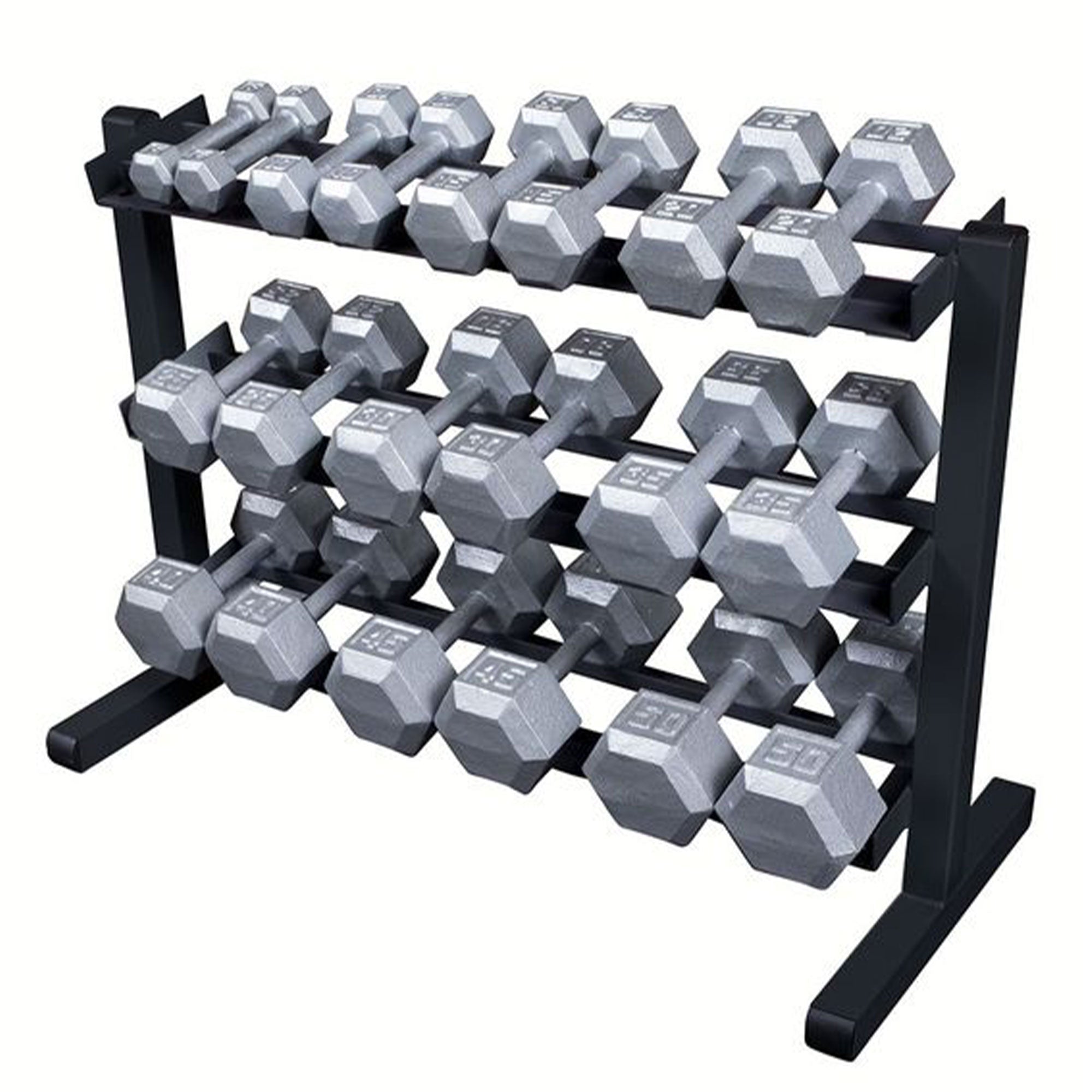 Body Solid 3 Tier Horizontal Dumbbell Rack with Heavy Gauge Steel Construction - VMInnovations