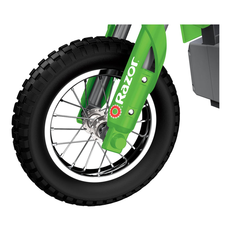 Razor MX400 Dirt Rocket 24V Electric Motorcycle Dirt Bikes, 1 Black & 1 Green