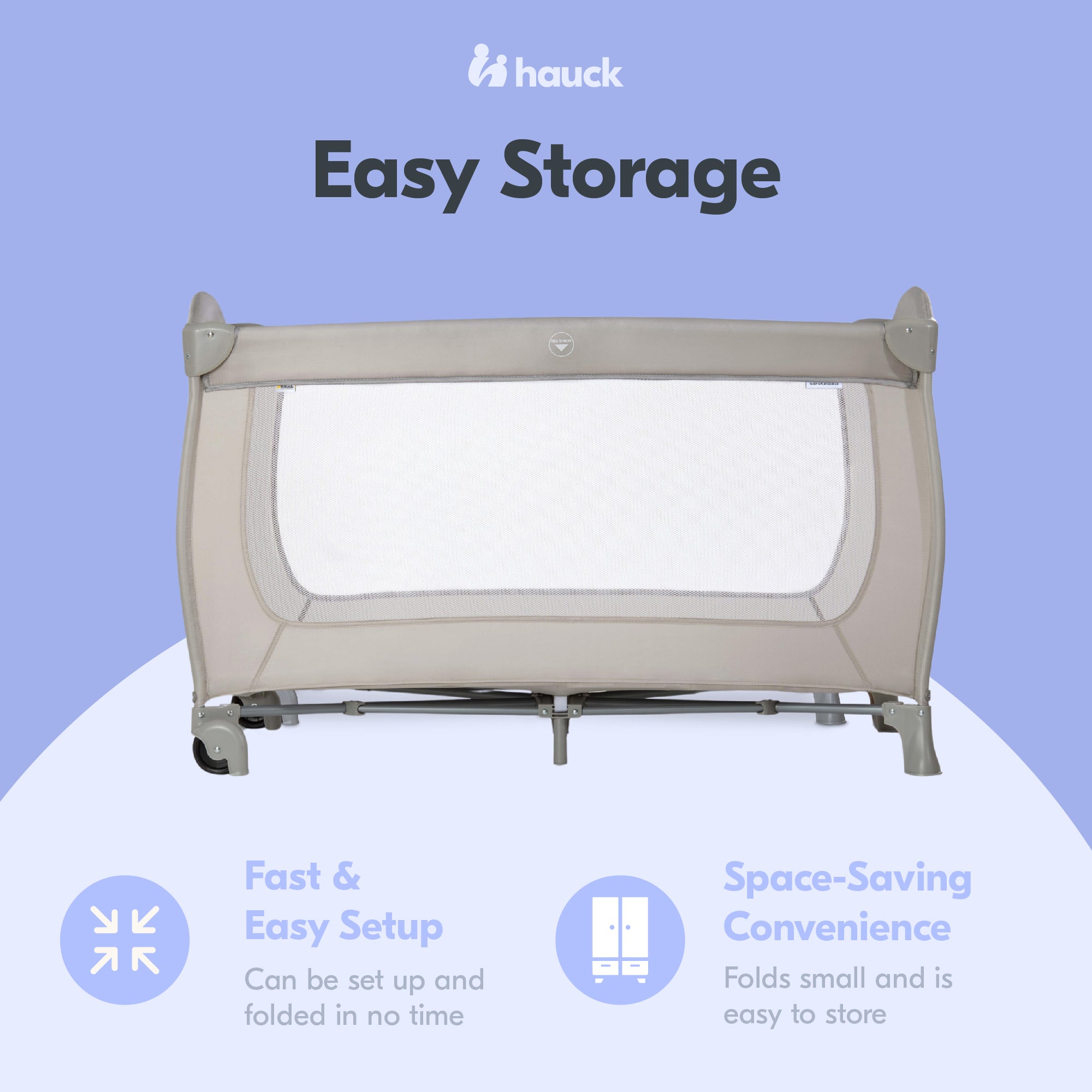 hauck Sleep N Play Go Plus Foldable Travel Bed and Playpen with Mattress, Beige - VMInnovations