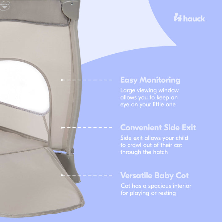 hauck Sleep N Play Go Plus Foldable Travel Bed and Playpen with Mattress, Beige