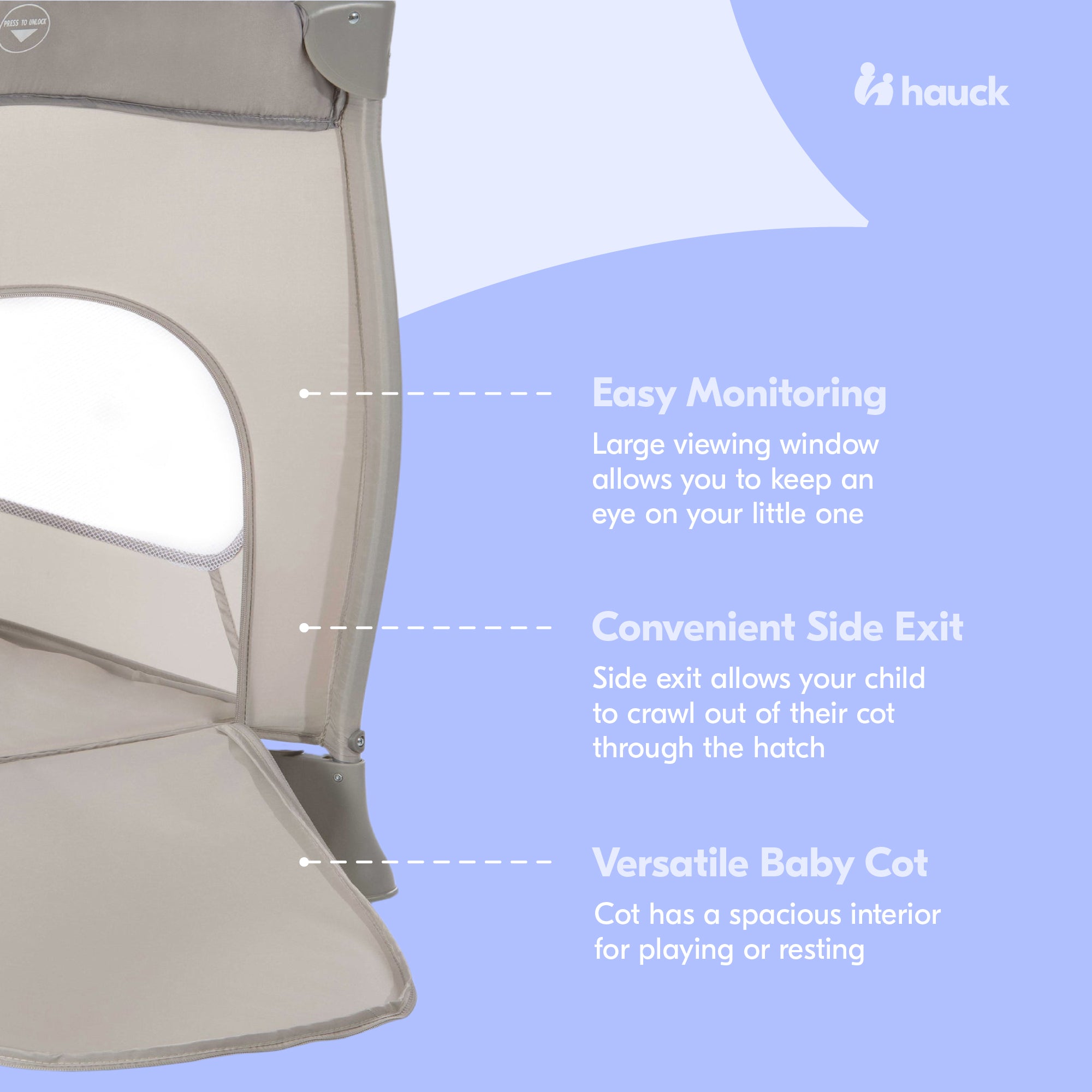 hauck Sleep N Play Go Plus Foldable Travel Bed and Playpen with Mattress, Beige - VMInnovations