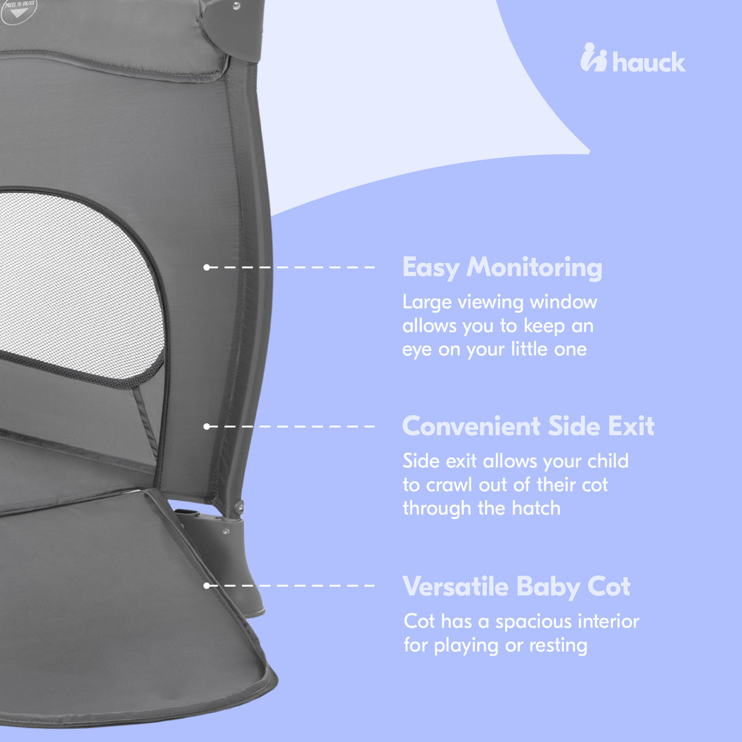 hauck Sleep N Play Go Plus Foldable Travel Bed and Playpen with Mattress, Gray - VMInnovations