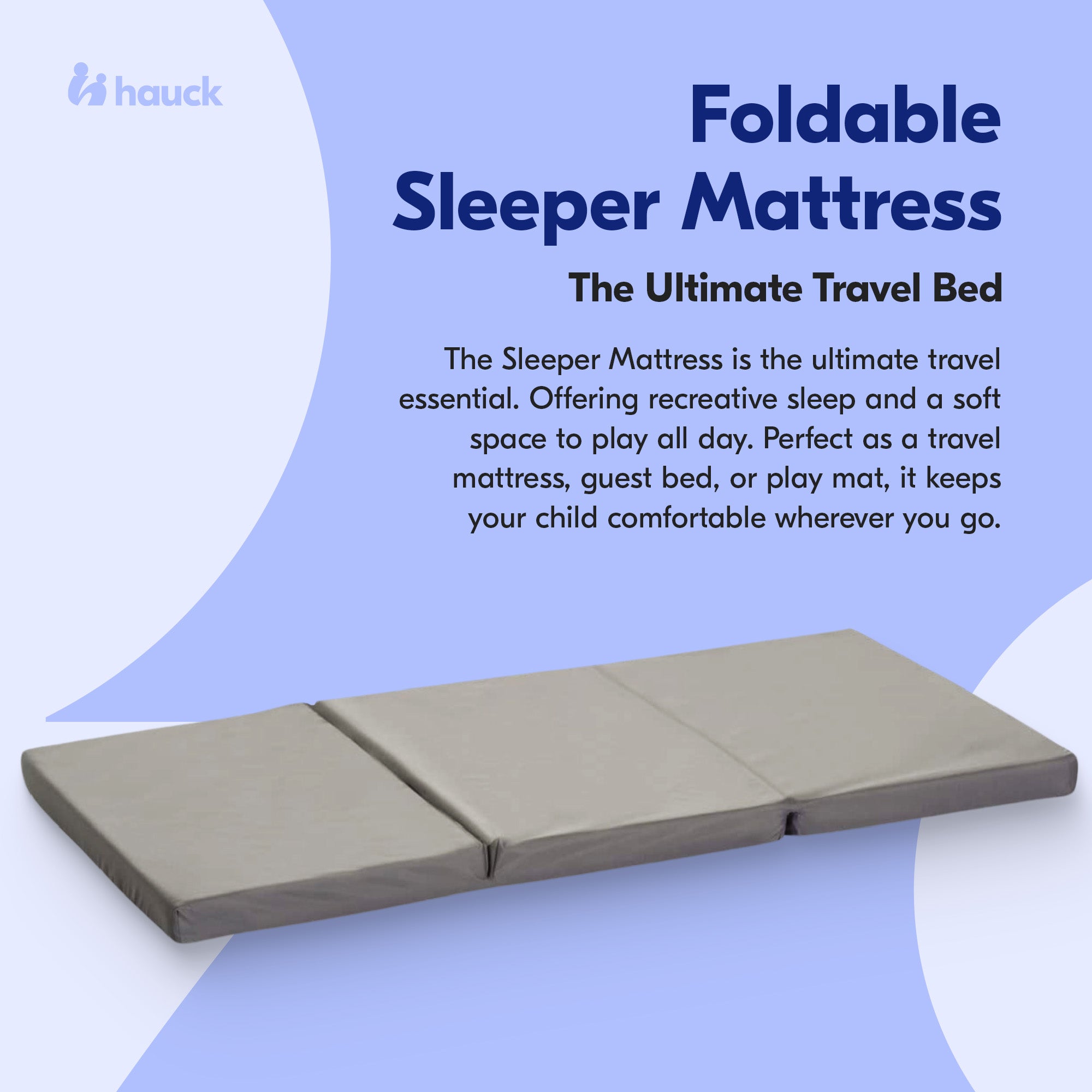 hauck Foldable Portable Foam Toddler Nap Mattress Pad, 24 x 47 Inches, Gray - VMInnovations