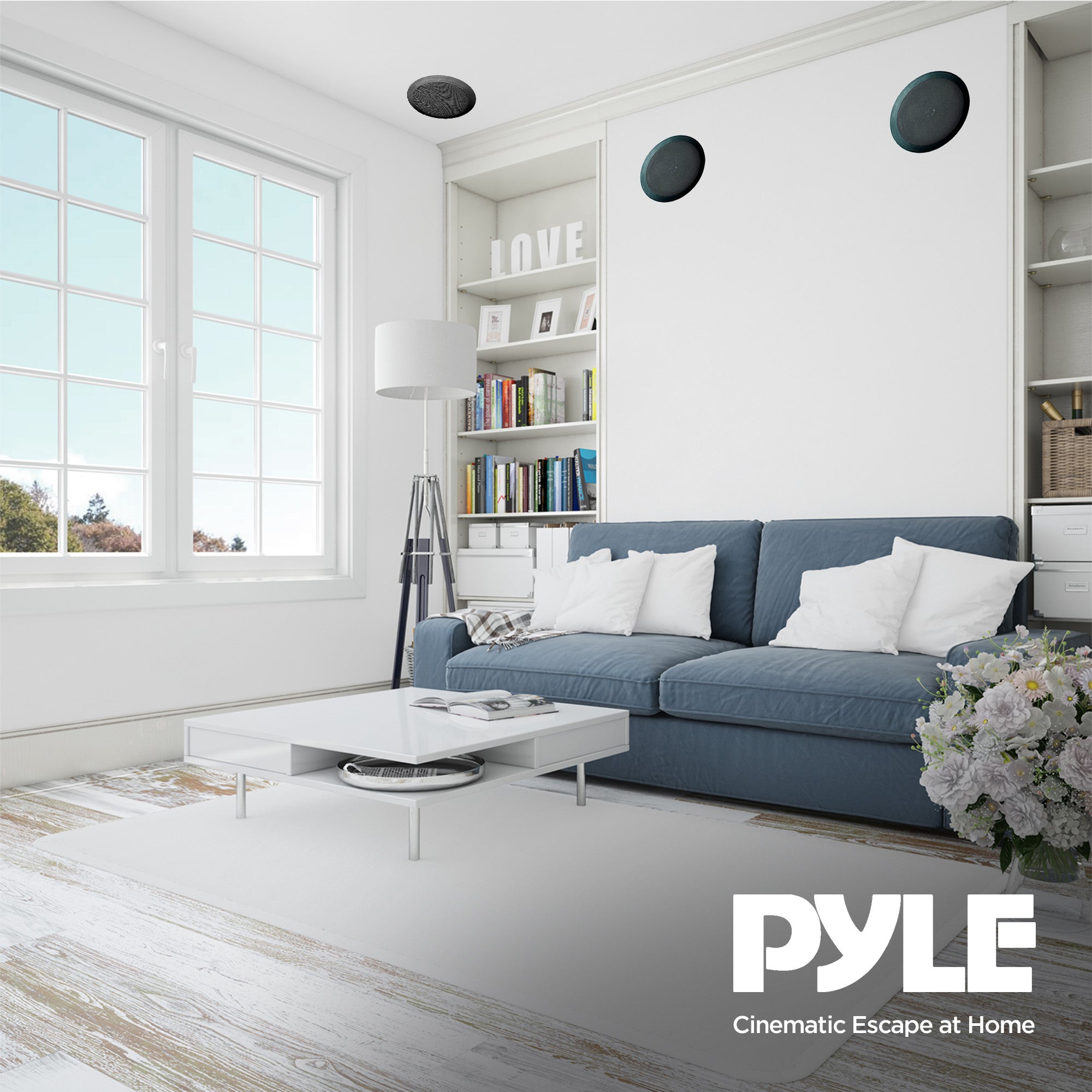 Pyle In Wall and In Ceiling Dual 6.5" Speaker System with Flush Mount, 3 Pack