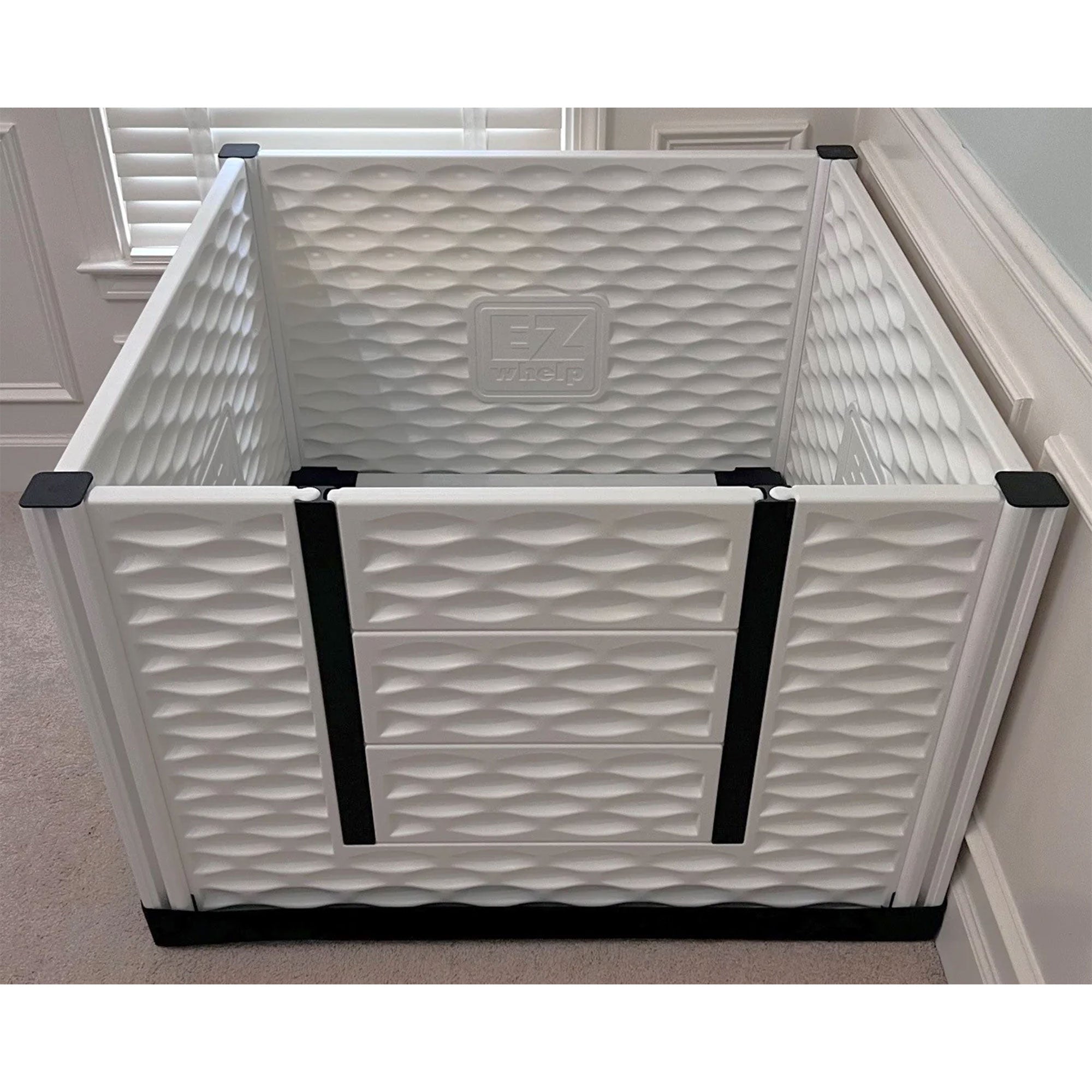 EZwhelp EZclassic 38" x 38" Dog Whelping Box Tall Playpen w/Rails & Liner, Gray - VMInnovations