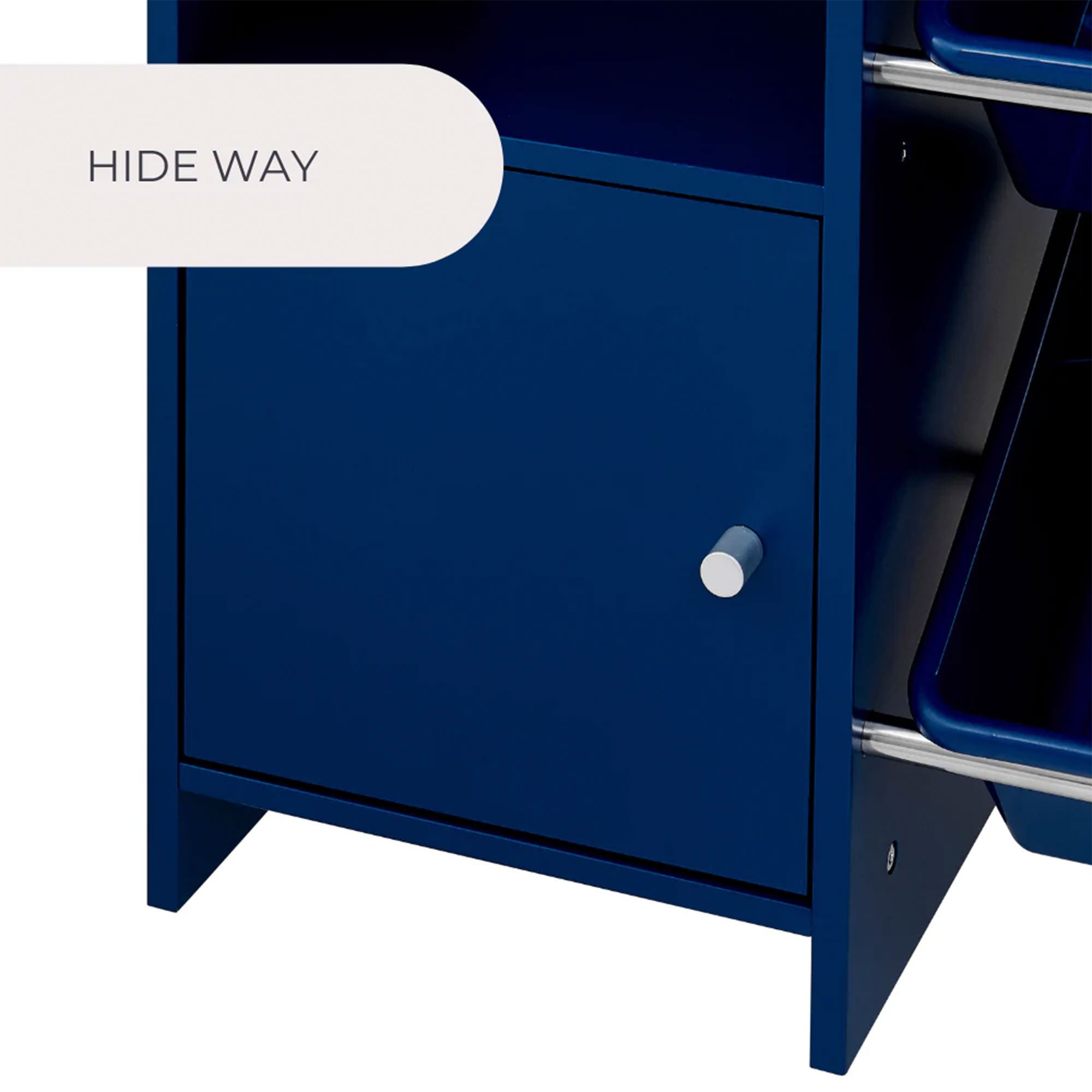 Sturdis Kids Toy Storage Organizer with Bookshelf and 8 Toy Bins, Dark Blue - VMInnovations