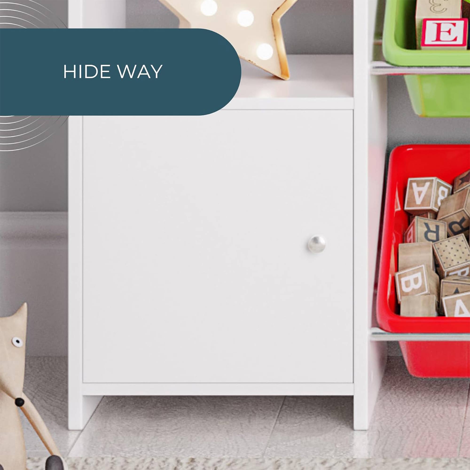 Sturdis Kids Toy Storage Organizer with Bookshelf, Top Shelf and 8 Colorful Bins - VMInnovations
