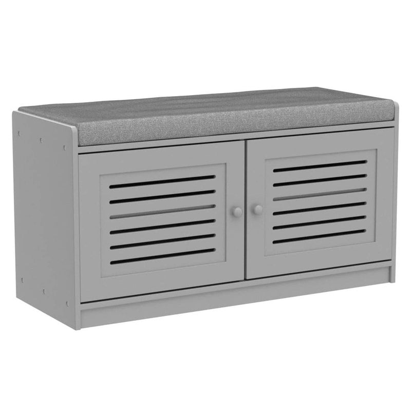 Sturdis Modern Shoe Storage Bench w/ Adjustable Shelves & Cushioned Seat, Gray