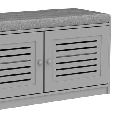 Sturdis Modern Shoe Storage Bench w/ Adjustable Shelves & Cushioned Seat, Gray