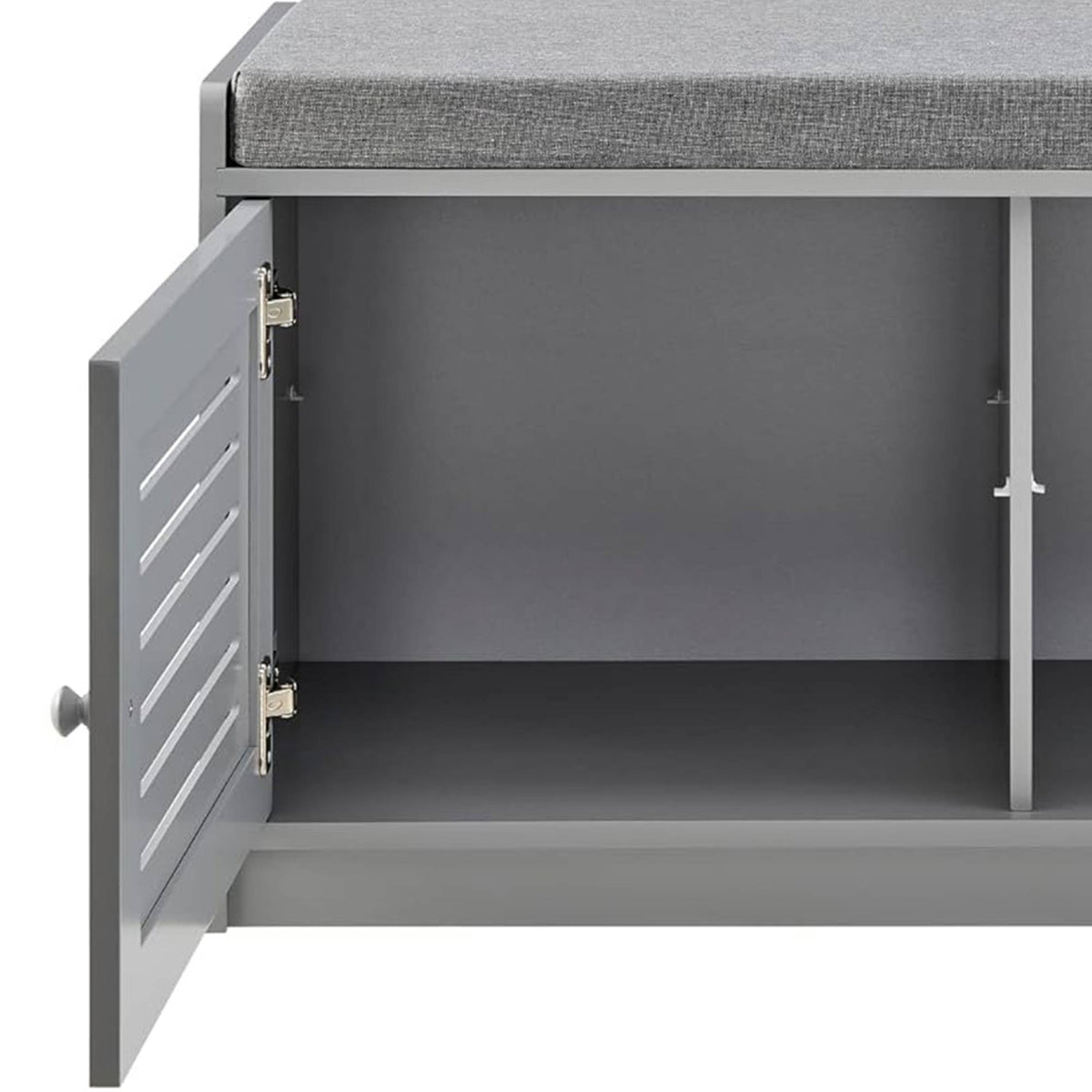 Sturdis Modern Shoe Storage Bench w/ Adjustable Shelves & Cushioned Seat, Gray - VMInnovations