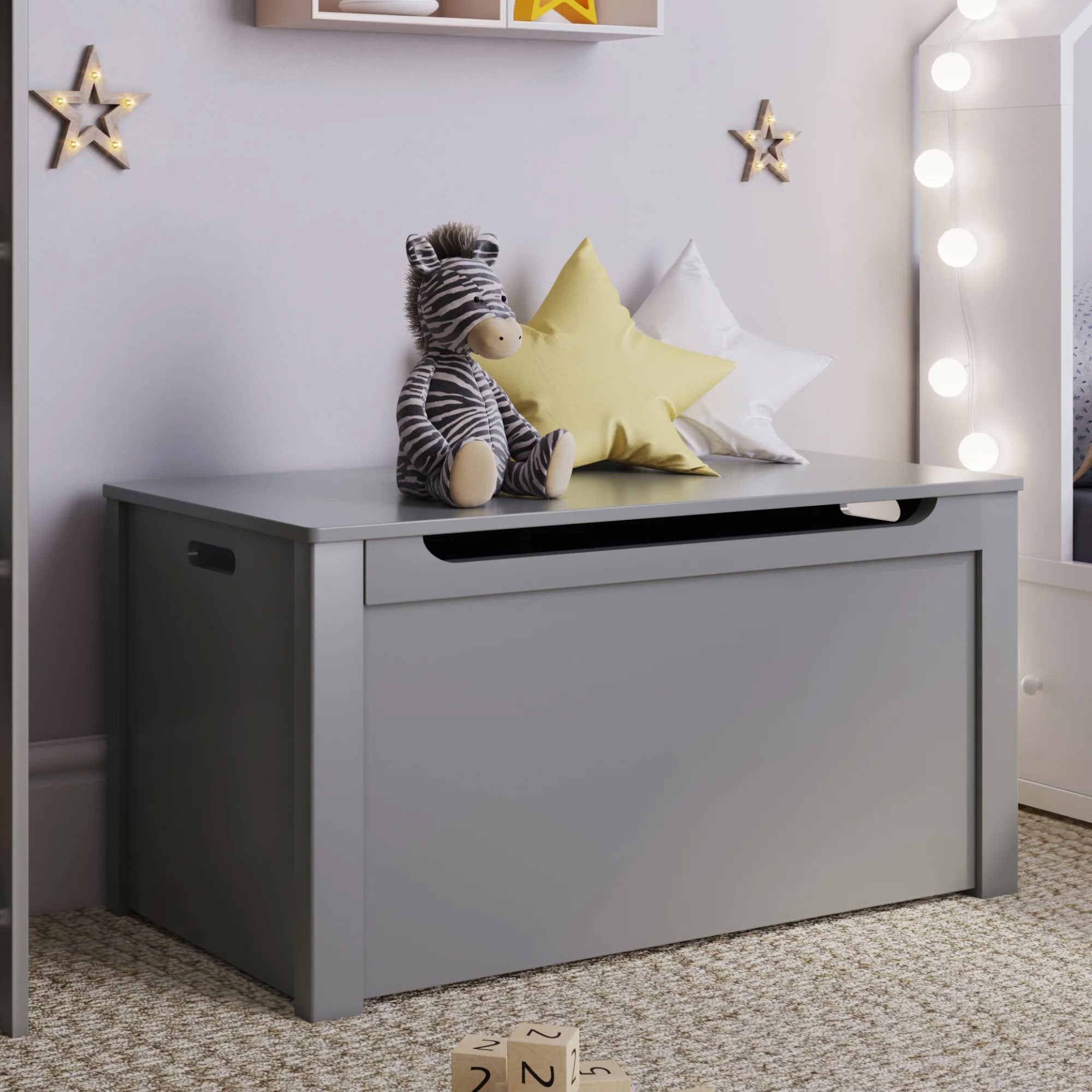 Sturdis Wooden Toy Box Stylish and Spacious Storage for Home Organization, Gray - VMInnovations