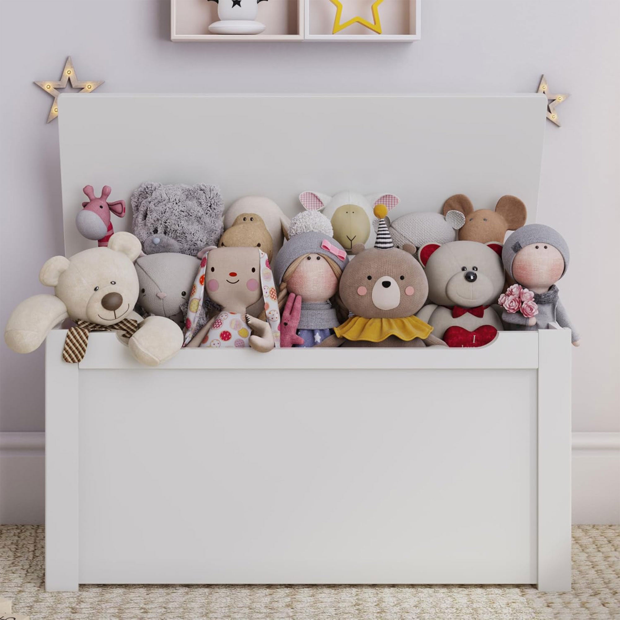 Sturdis Wooden Toy Box Stylish Spacious Storage for Home Organization, White - VMInnovations