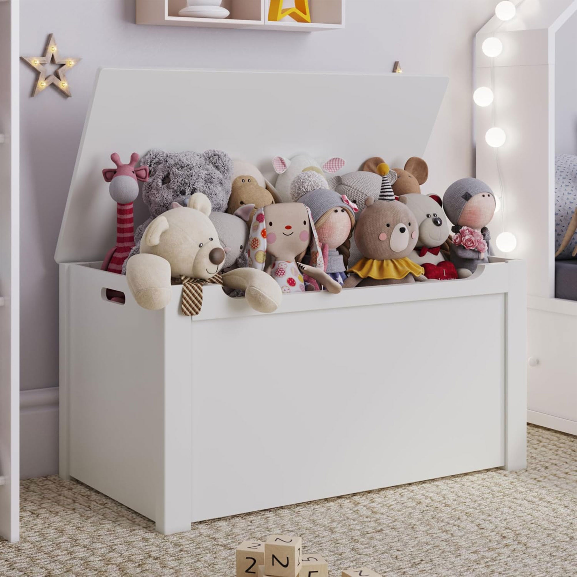 Sturdis Wooden Toy Box Stylish Spacious Storage for Home Organization, White - VMInnovations