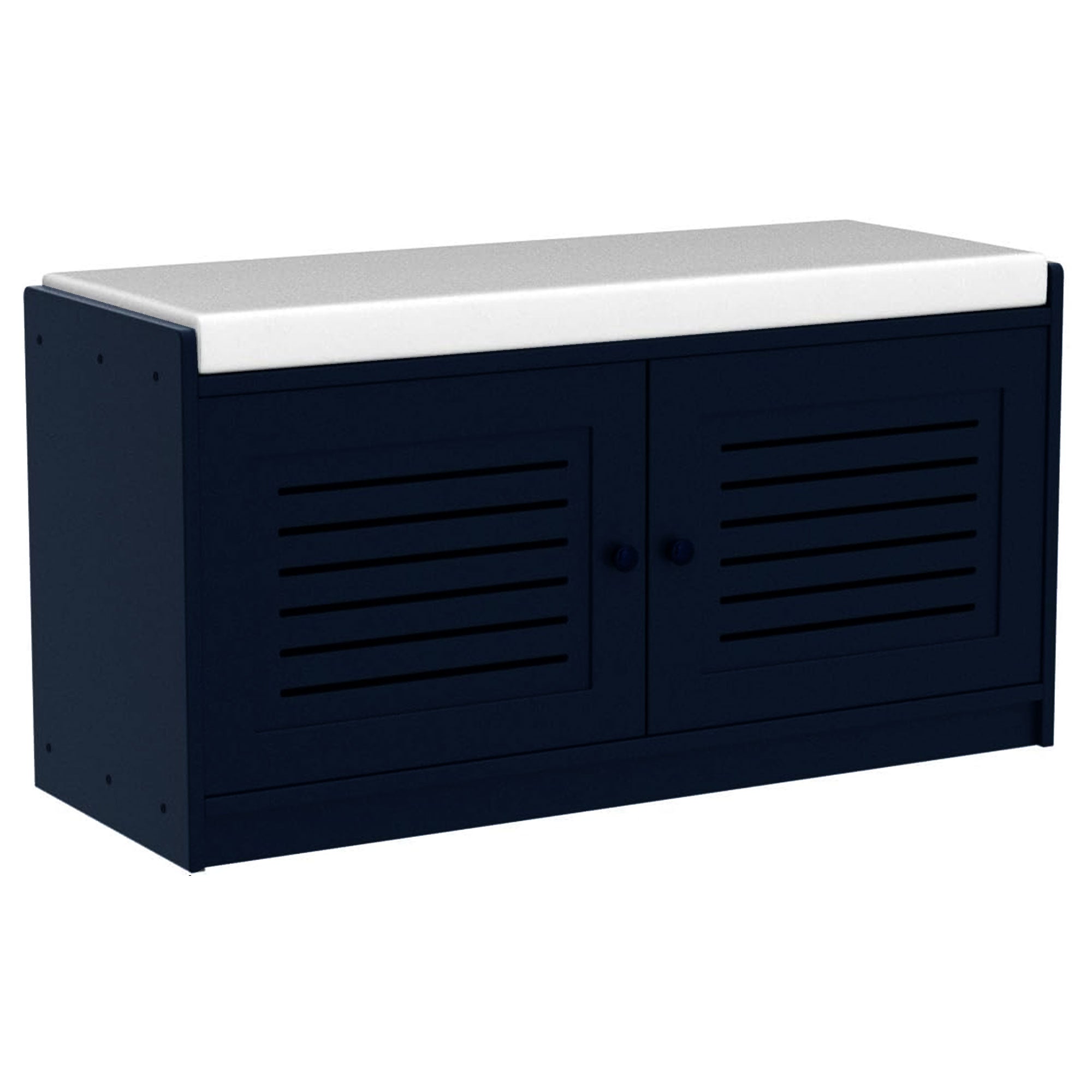 Sturdis Modern Shoe Storage Cushioned Seat Bench with Adjustable Shelves, Blue - VMInnovations