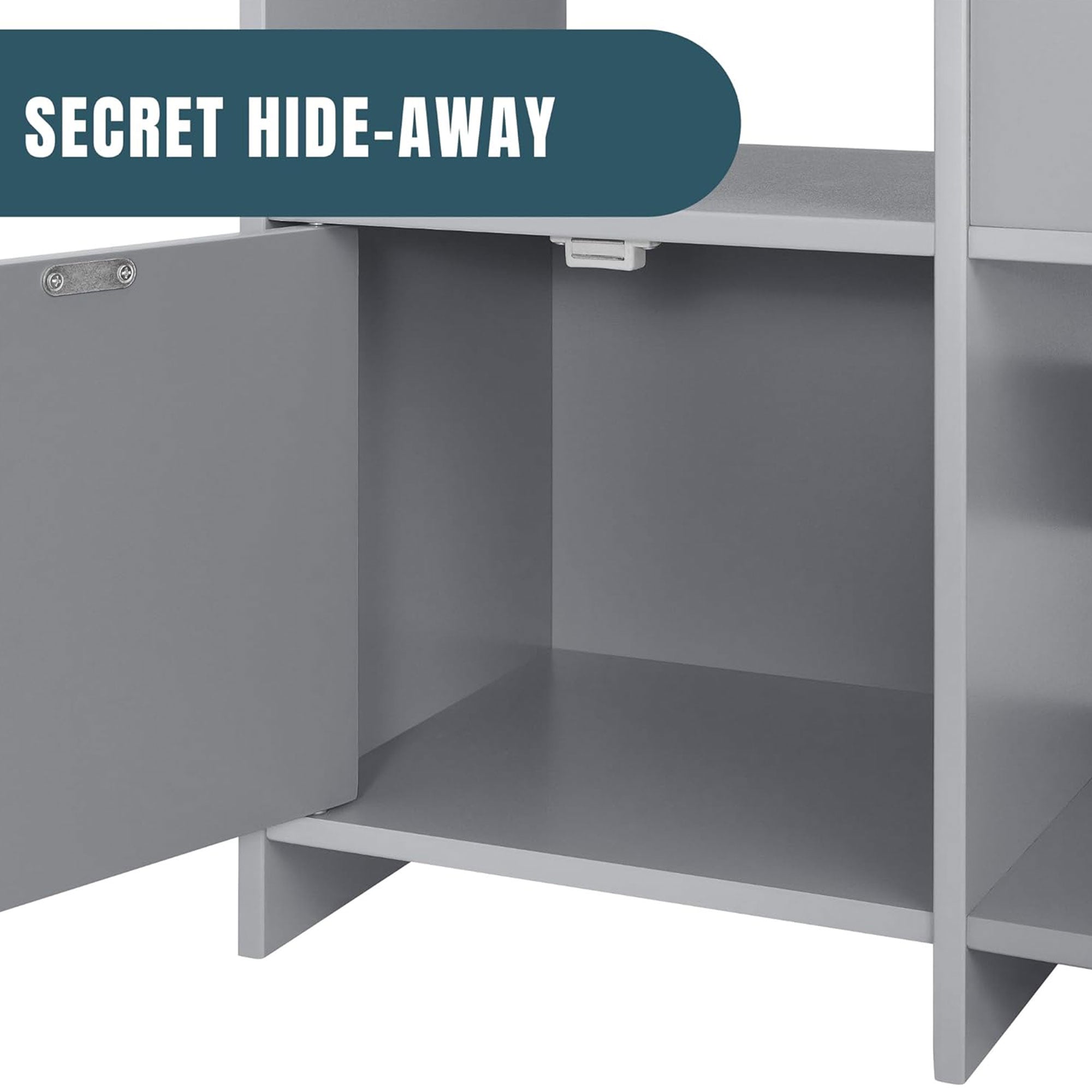 Sturdis Modern Round Edge Wooden Durable Kids Bookshelf with Step Shelves, Gray - VMInnovations