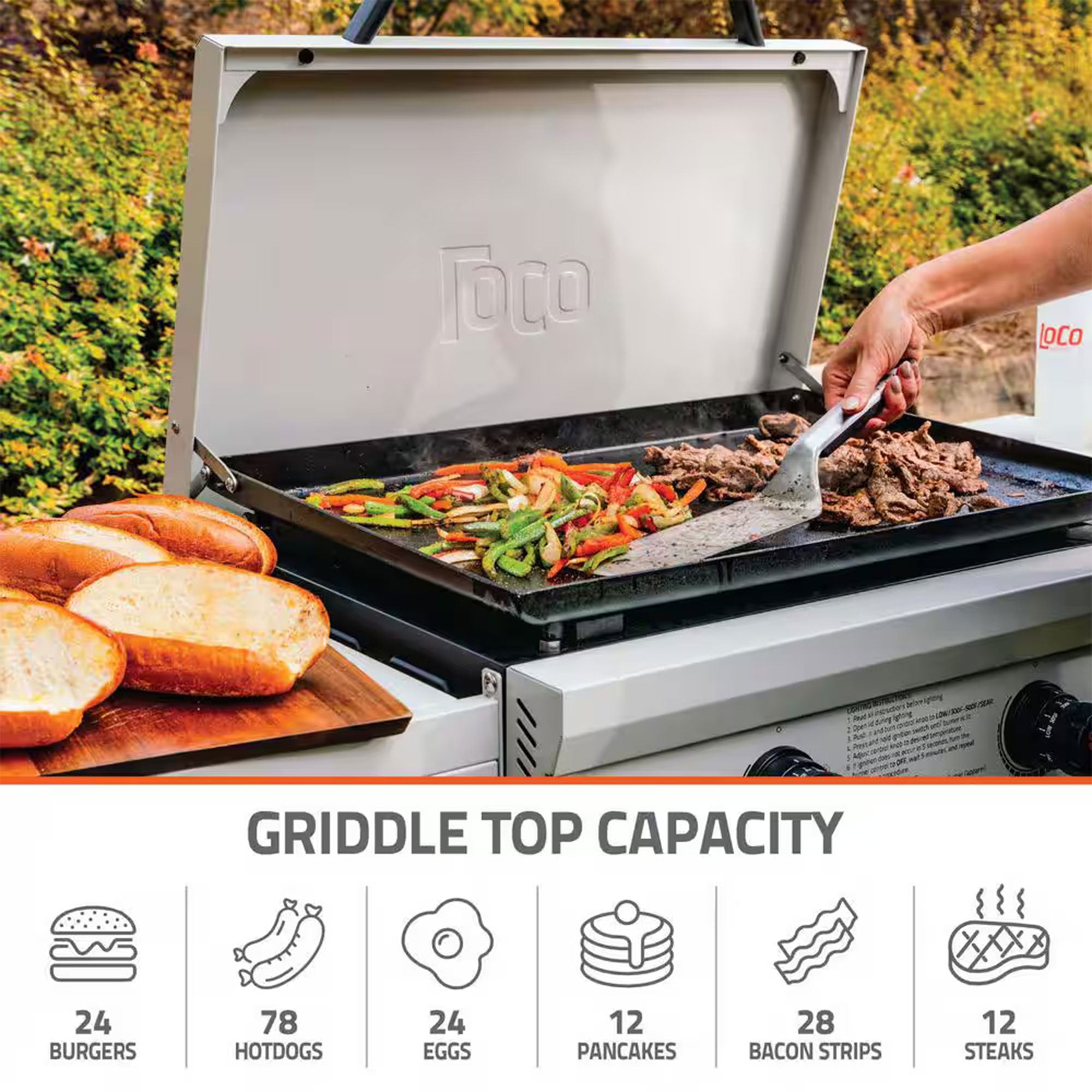 Loco Cookers 2-Burner SmartTemp Griddle Outdoor Flat Top Propane Gas Grill, 26" - VMInnovations
