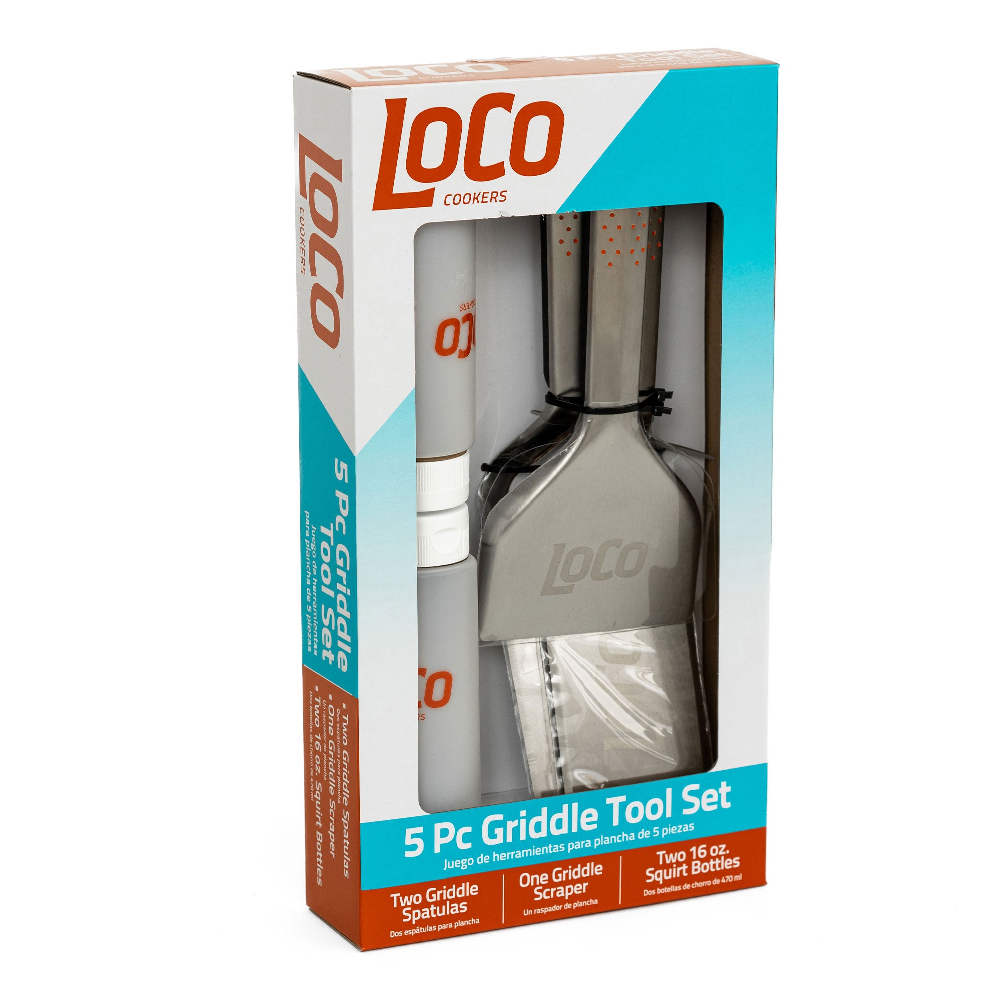 Loco Cookers 5 Piece Griddle Cooking Accessory Kit with Spatulas and Scraper - VMInnovations