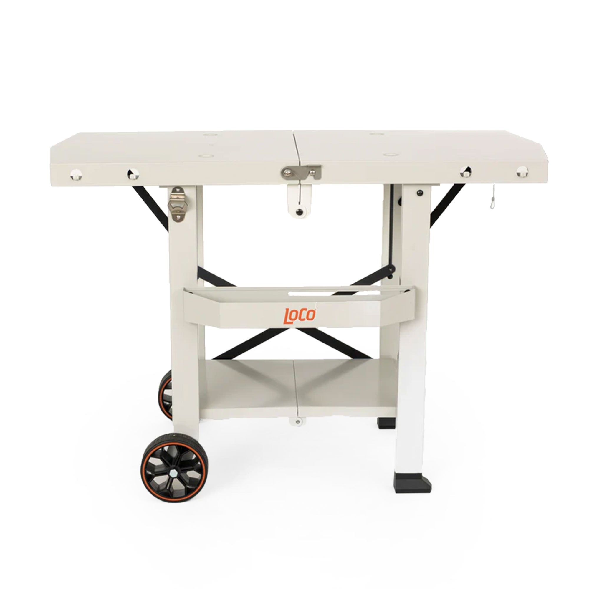 Loco Cookers Steel Tabletop Foldable Prep Cart with Condiment Holder, Chalk - VMInnovations