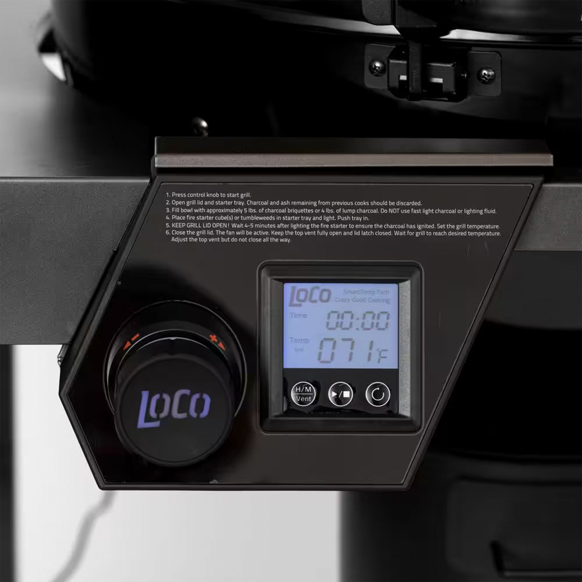 Loco Cookers 22.5 Inch SmartTemp Kettle Grill with Cart and Backlit LCD, Black - VMInnovations