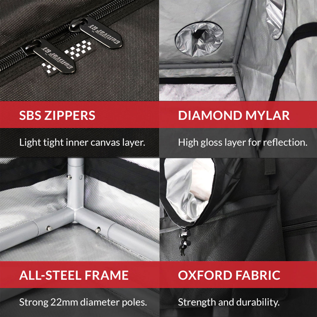 PHANTOM Cultivar GT44 4 x 4’ All Steel Design Grow Tent with 200 Pound Capacity - VMInnovations