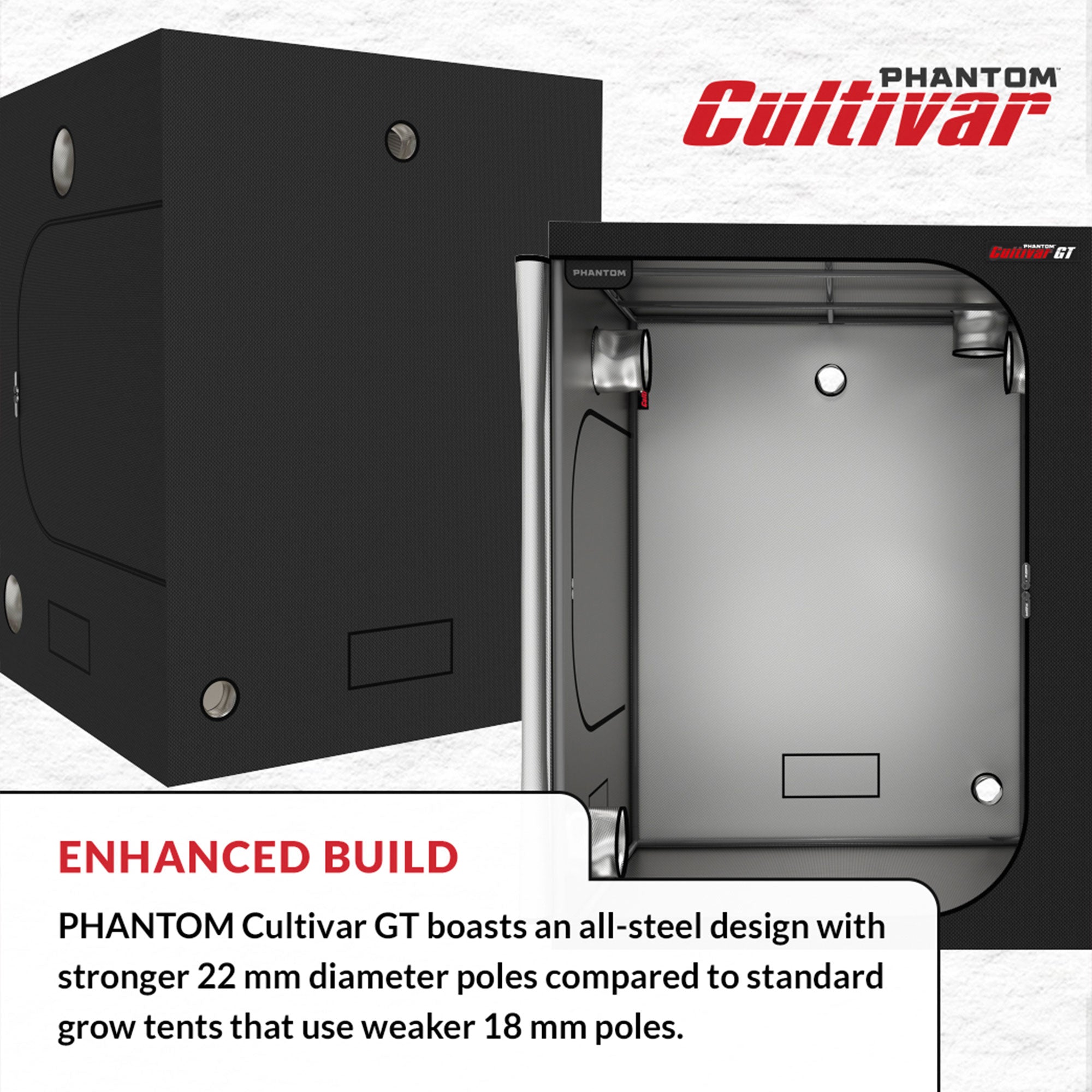 PHANTOM Cultivar GT84 8 x 4’ All Steel Design Grow Tent with 200 Pound Capacity - VMInnovations