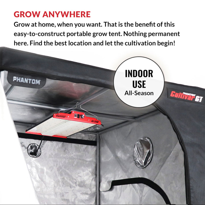 PHANTOM Cultivar GT55 5 x 5’ All Steel Design Grow Tent with 200 Pound Capacity - VMInnovations