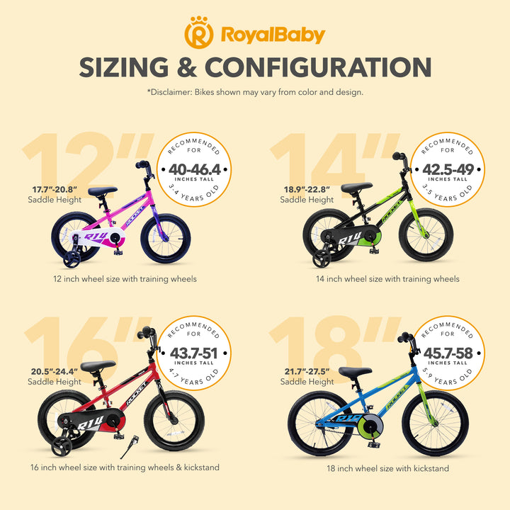 RoyalBaby Rocket Outdoor Children's Bike with Training Wheels, 12 Inch, Pink - VMInnovations