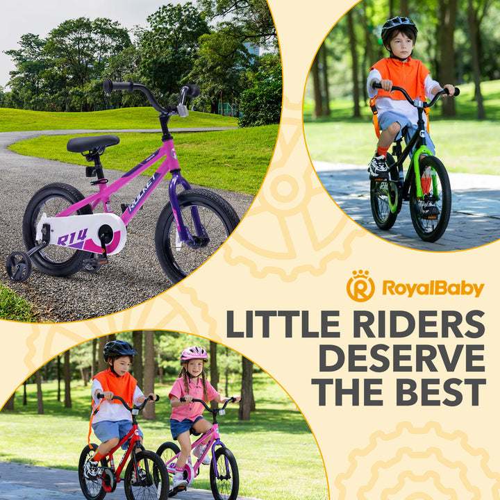RoyalBaby Rocket Outdoor Children's Bike with Training Wheels, 12 Inch, Pink - VMInnovations