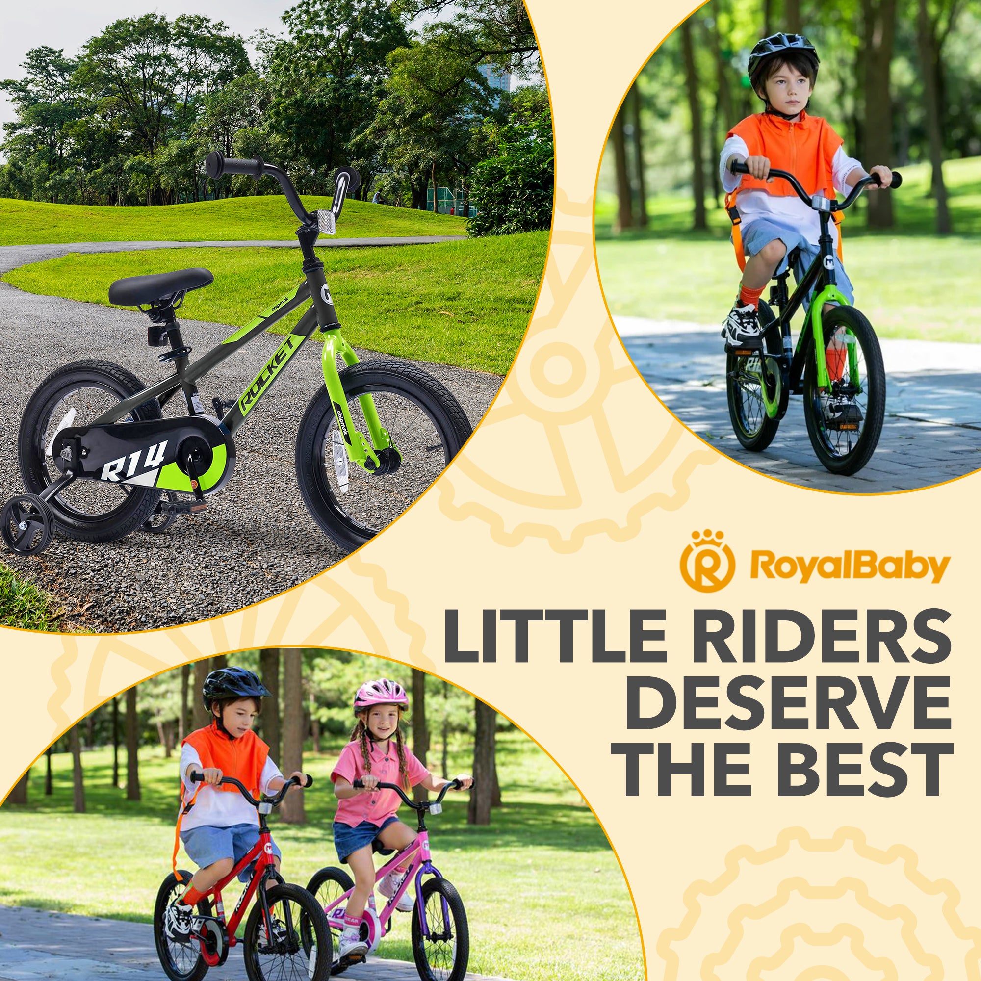 RoyalBaby Rocket Outdoor Children's Bike with Training Wheels, 14 Inch, Black
