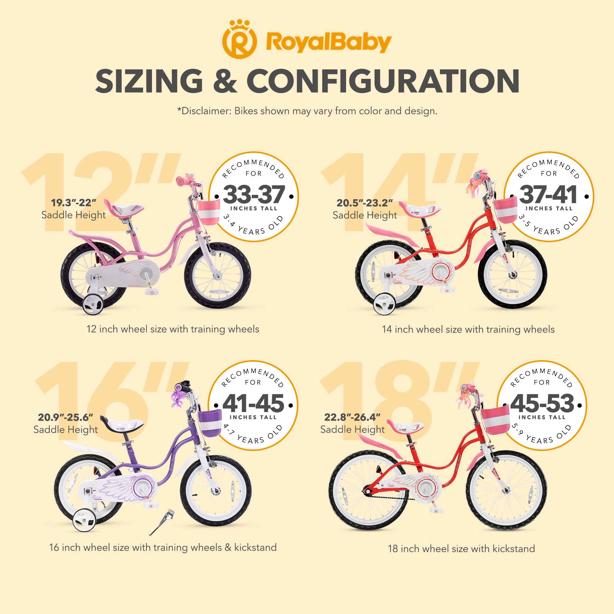 RoyalBaby Princess Girl Kids Bicycle 18 Inch with Kickstand, Swan/Blue (Used) - VMInnovations