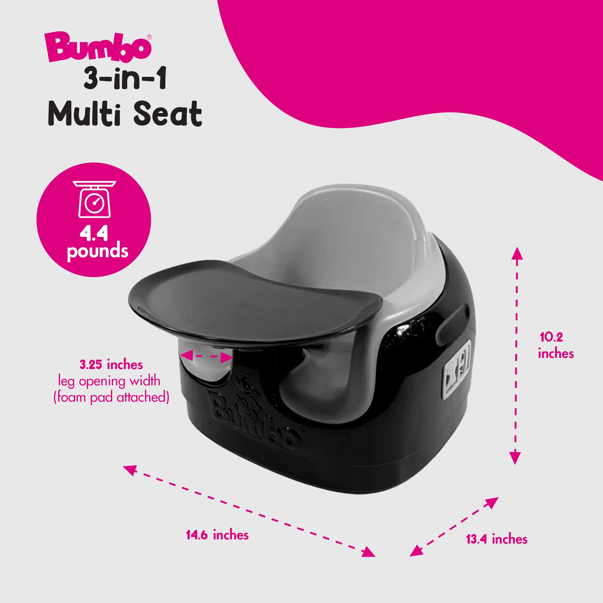 Bumbo Toddler Adjustable 3-in-1 Multi Seat High Chair, Black/Monsoon (2 Pack)