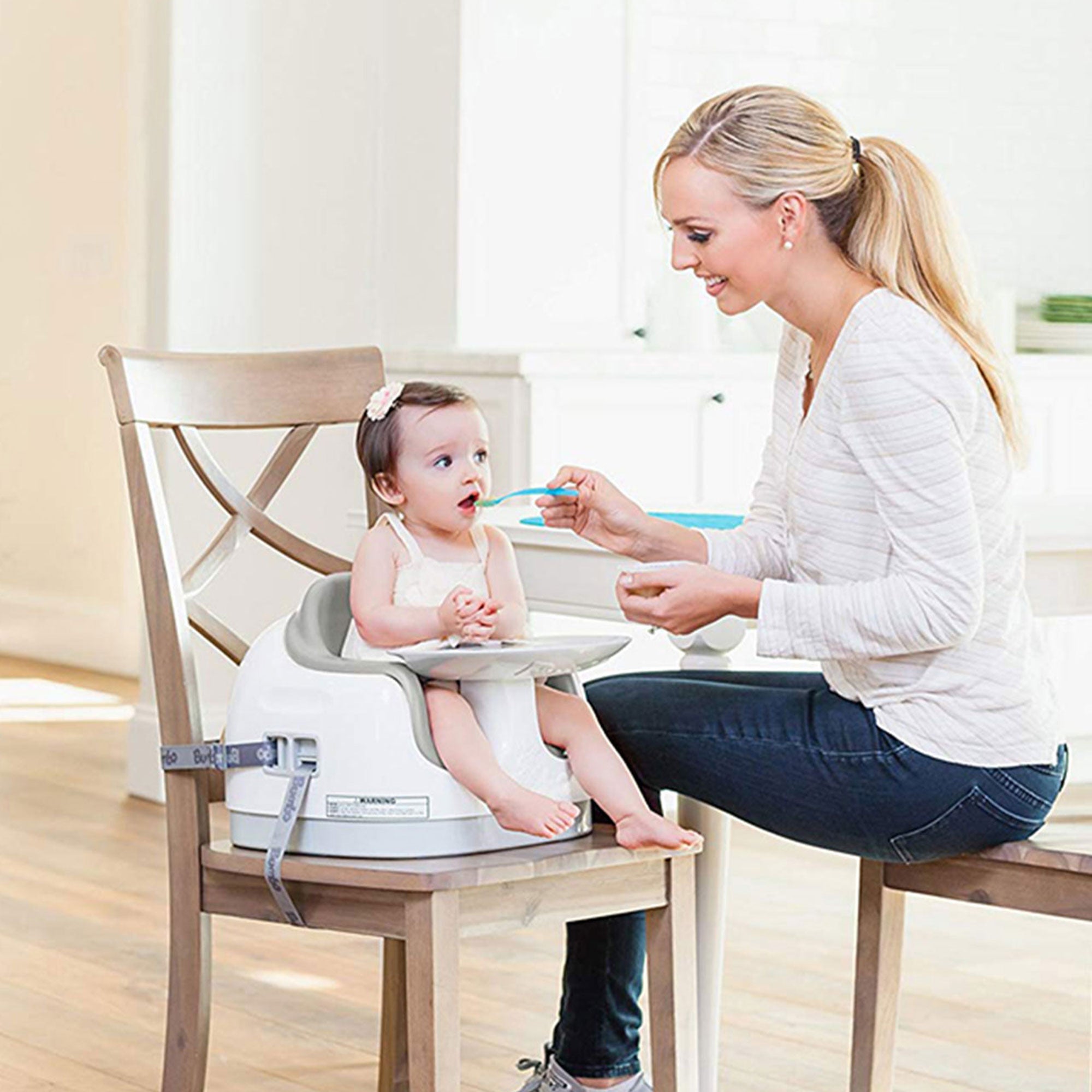 Bumbo Baby Toddler Adjustable 3-in-1 Booster Seat/High Chair, Monsoon (2 Pack)